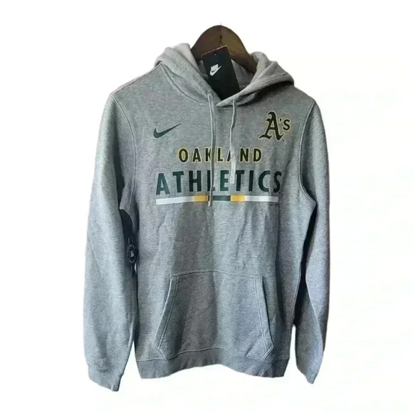 Men's Nike Gray Oakland Athletics Color Bar Club Pullover Hoodie Sz S Msrp $70 - Picture 2 of 3